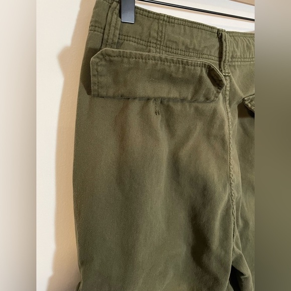 Bershka Cargo Pants Wide Leg Drawstring Olive Green Size 4 Utility Y2K - Picture 5 of 8
